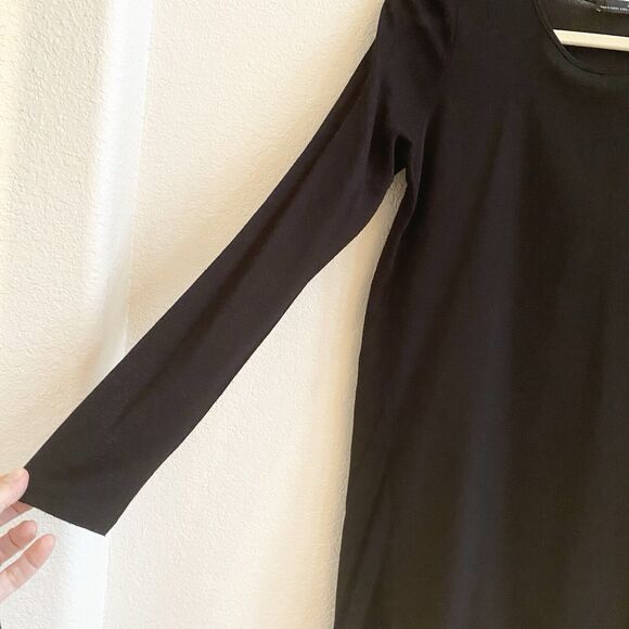 Zara W&B Size M Black Sweater Women Top Blouse Long Back Stylish Tail Modern - Picture 4 of 10